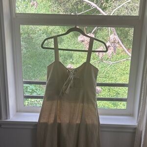 Mara Hoffman Beige Creme Sleeveless Dress with Bow Detail